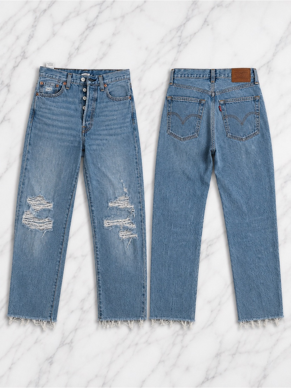 Levi's ribcage straight Distressed High-Rise Straight Jeans -